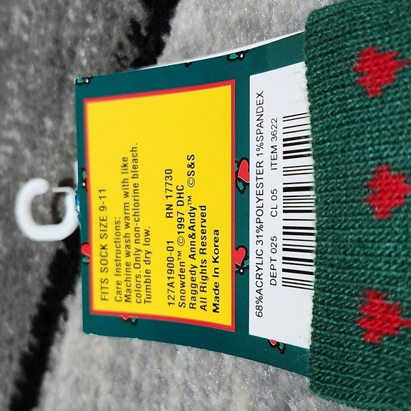 VINTAGE 1997 SNOWDEN & FRIENDS RAGGEDY ANN & ANDY THICK CREW SOCKS 9-11 - Picture 10 of 15